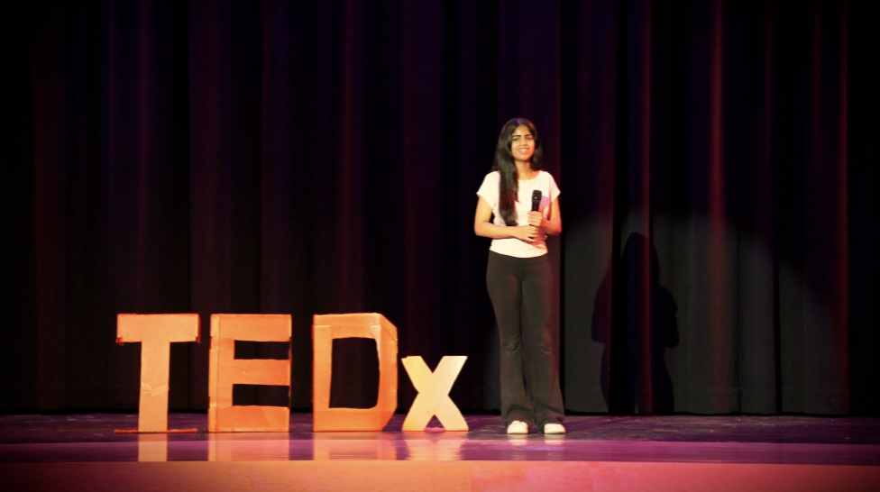 Anvitha at her school's TEDx conference