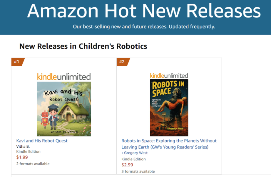 Screenshot of Amazon Hot New Releases ranking