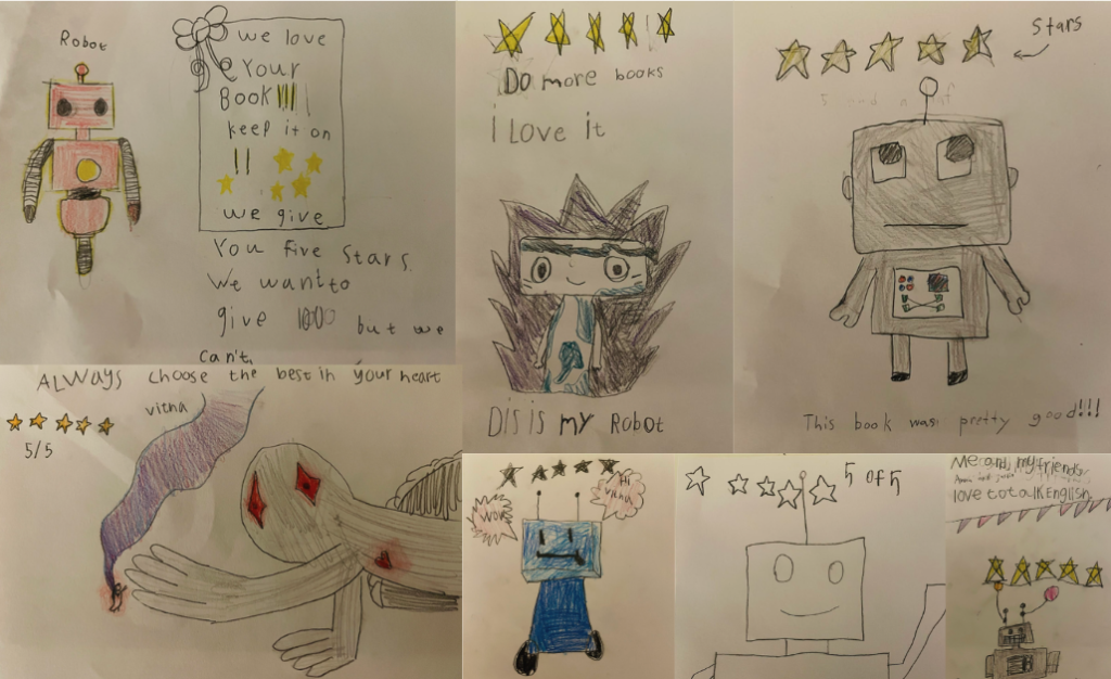 Message and drawings from kids in Sweden